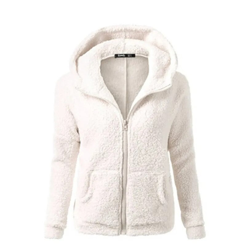 Autumn Winter Warm Jacket Women hoodie Hooded 2022 Casual Female Hoodies Sweatershirt Zipper Coat Solid Soft Fleece Women Coat