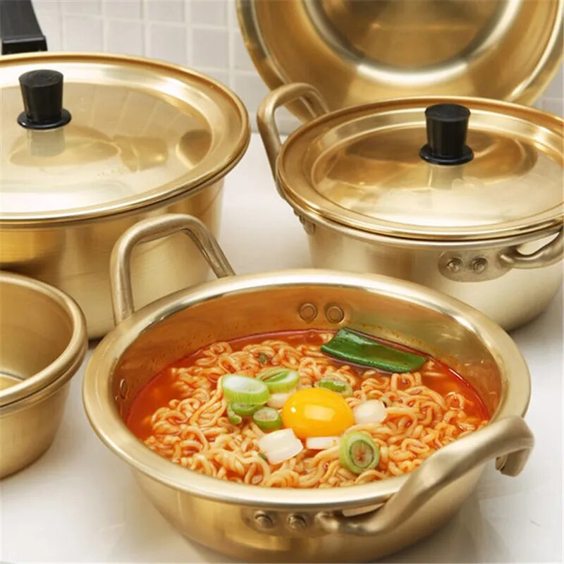 Korean Ramen Noodles Pot Aluminum Soup Pot With Lid Noodles Milk Egg Soup Cooking Pot Fast Heating For Kitchen Cookware