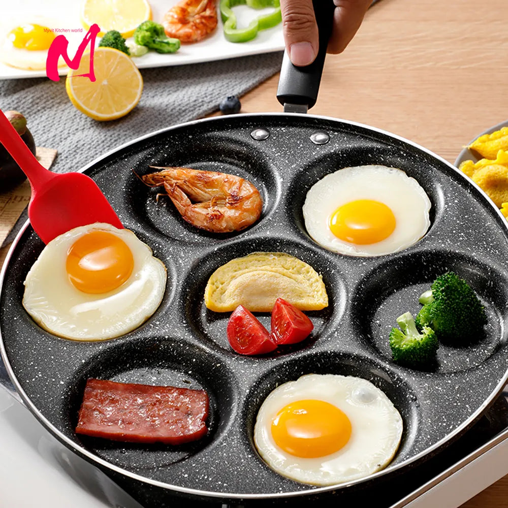 4/7 Cups Pancakes Frying Pans Breakfast Egg Pan Durable Non-stick Pan Holes Cooking Egg Ham Pans Pancak Maker Pan Cookware