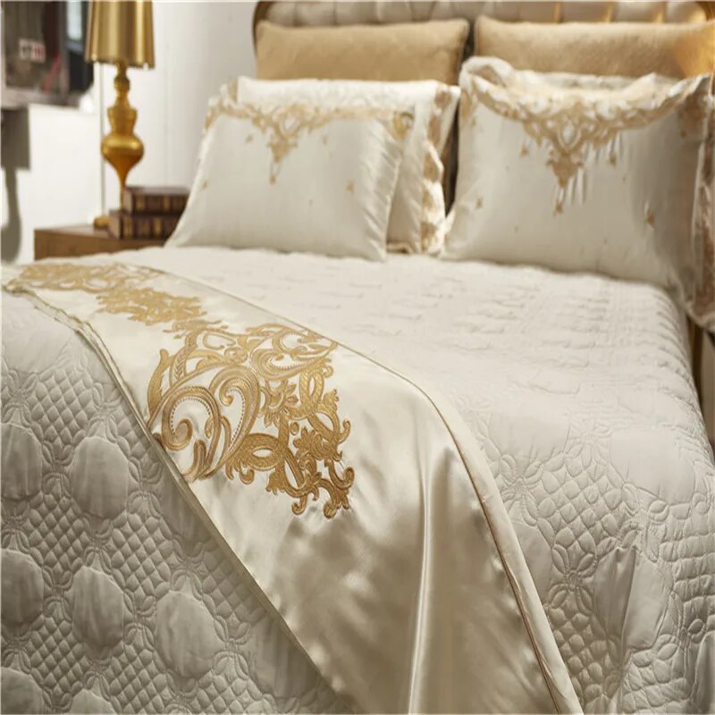 Luxury Wedding Bedding set 4/6/10Pc US Queen King size Bed sheet Bed spread Satin Cotton Duvet coverset Pillowcase juego de cama