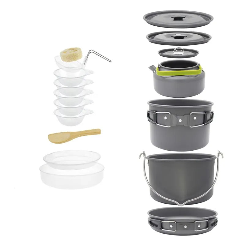 Camping Cookware Set for 1-7 Persons, Lightweight and Portable Pot and Pan with Carrying Bag, Perfect for Outdoor Camping