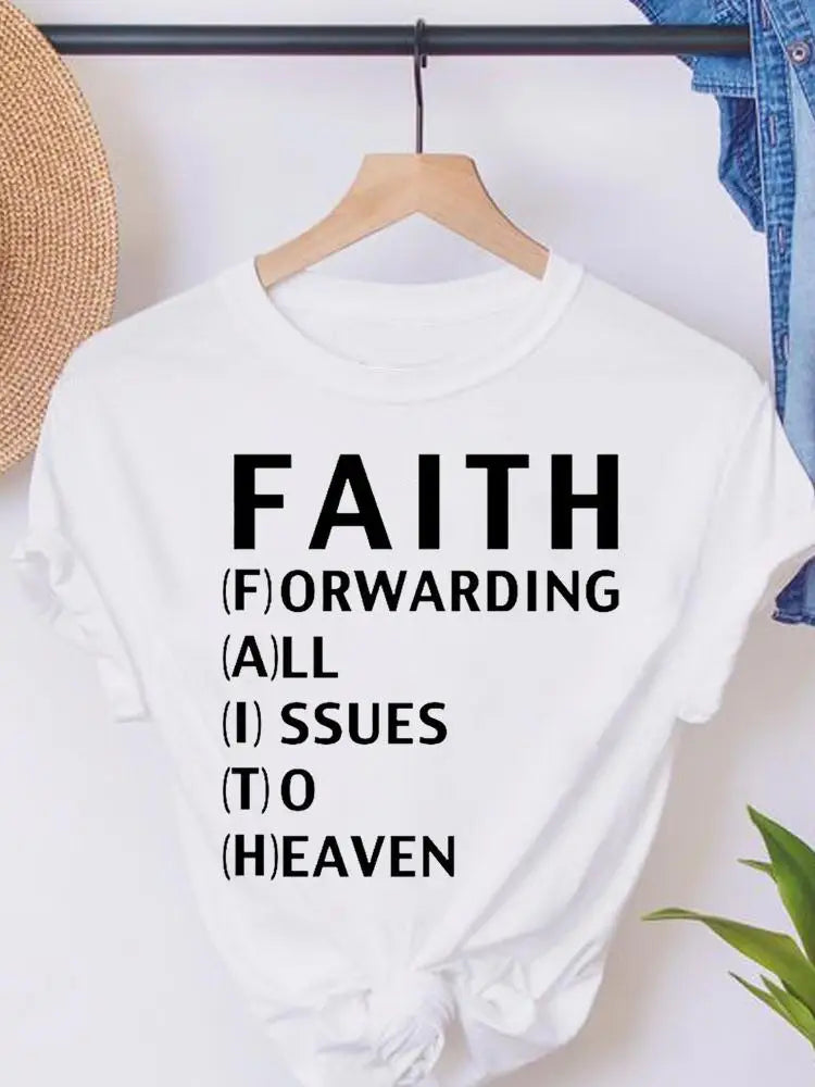 Faith Love Heart Letter Cute Short Sleeve Summer Female Graphic Tee Clothes T Women's Clothing Ladies Print Fashion T-shirts