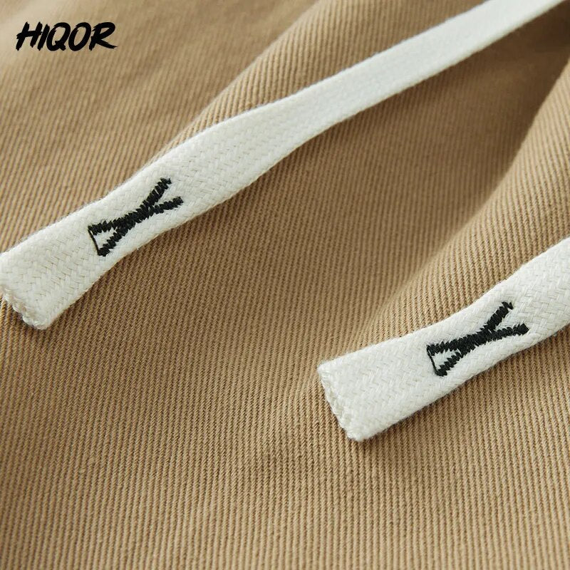 HIQOR 2023 Brand 100% Cotton Lightweight Sweatpants Man Patchwork Casual Long Sweat Pants Men's Jogger Trousers Dark Light Green