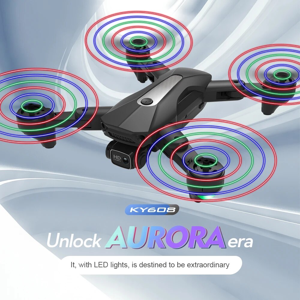 EBOYU KY608 RC Drone w/ LED Propellers 4K HD Camera Altitude Hold One Key Return/Landing /Off Headless RC Quadcopter Drone Toy