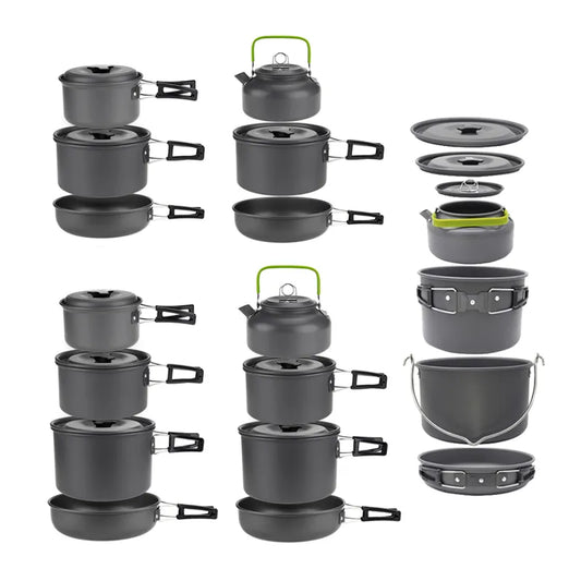 Camping Cookware Set for 1-7 Persons, Lightweight and Portable Pot and Pan with Carrying Bag, Perfect for Outdoor Camping