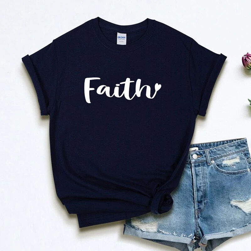 Faith Love Heart Printed Women T Shirt Cotton Short Sleeve Graphic Tshirt High Quality Church Clothes Easter Tops Dropshipping