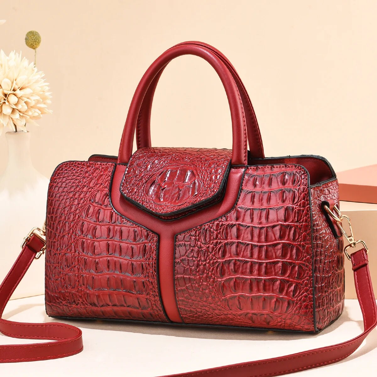 High Quality Leather Women Handbag Brand Designer Crocodile Messenger Bags for Lady Shoulder Bags Female Big Totes Office Bag