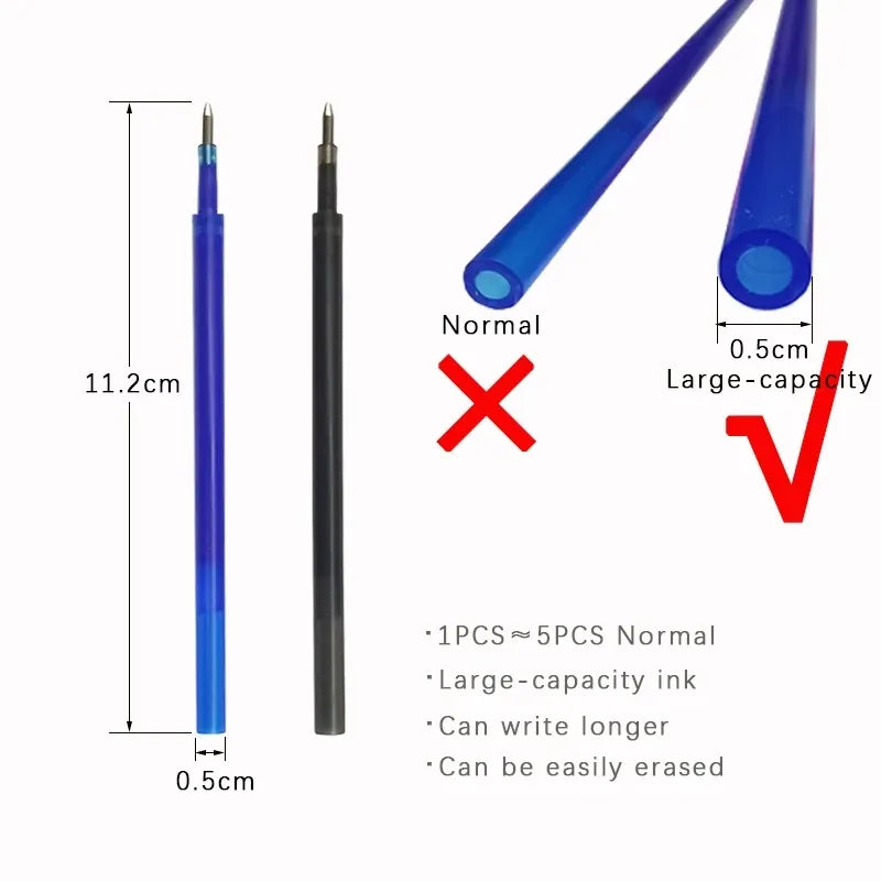 Large Capacity Ink Erasable Gel Pen with Refill Set Automatic Office School Writing Stationery Black/Blue/Red Magic Erasable Pen