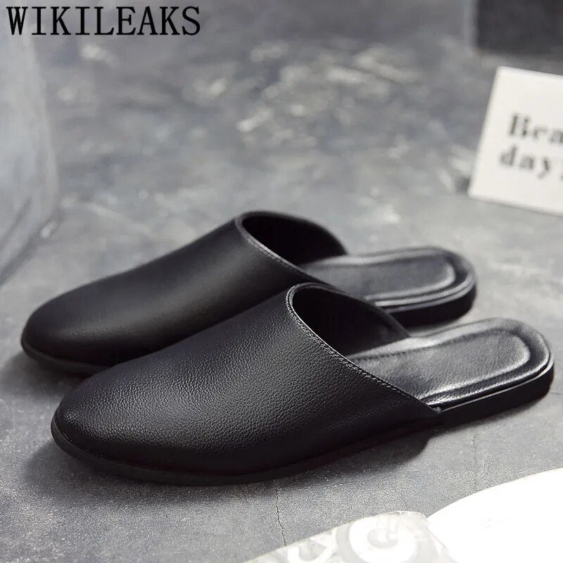 Half Shoes For Men Coiffeur Designer Shoes Men Italian Fashion Mens Shoes Casual Leather Mule Masculino Brand Tenis Masculino