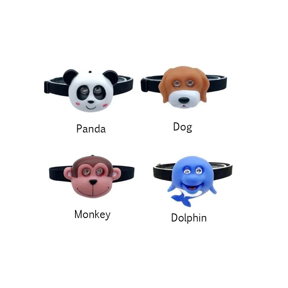 Headlights Running Riding Light with Headband Child's Headlight Kids Gift SOS Flashlight Cartoon Animal Headlamp