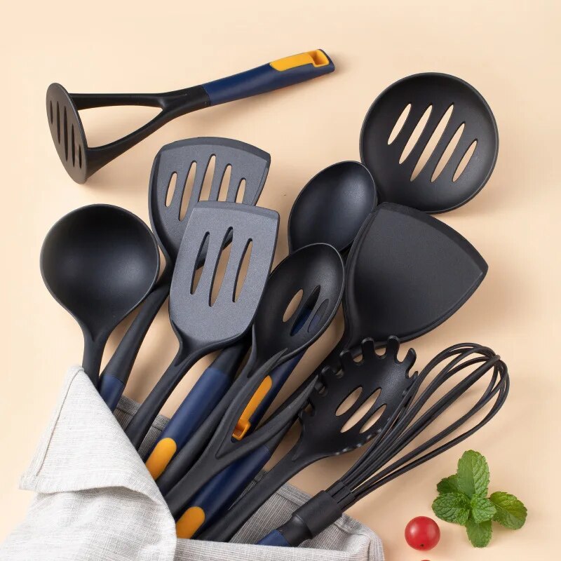 Kitchen Silicone Cooking Tools Set Utensil Non-stick Cookware Soup Spoon Colander Frying Spatula Shovel Egg Beater Kitchenware