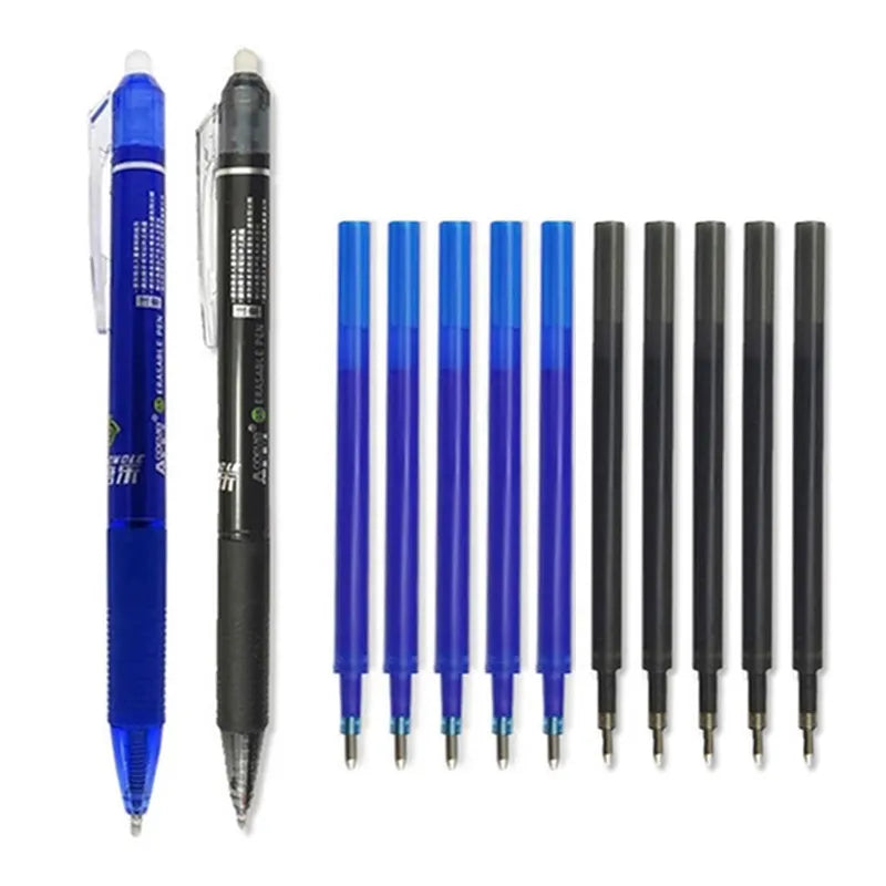 Large Capacity Ink Erasable Gel Pen with Refill Set Automatic Office School Writing Stationery Black/Blue/Red Magic Erasable Pen