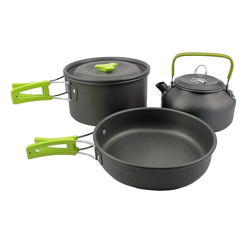 Camping Cookware Kit Outdoor Aluminum Lightweight Equipment Camping Cooking Kit For Traveling Trekking Hiking Supplies