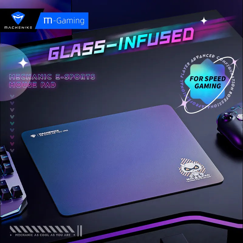 Machenike Esports Mouse Pad Glass Fiber Flexible Mousepad For Gamer Glass-Infused Surface Water Dust Resistant Mouse Mats