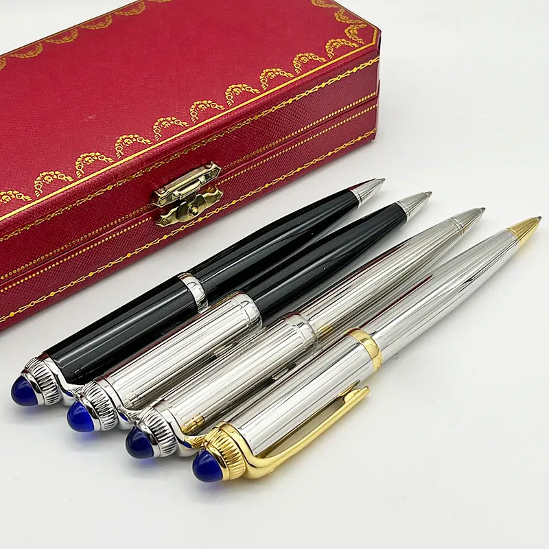 CT Luxury Quality Classic Blue Ballpoint Pen Stainless Steel Ragging Writing Smooth Office Stationery With Gem