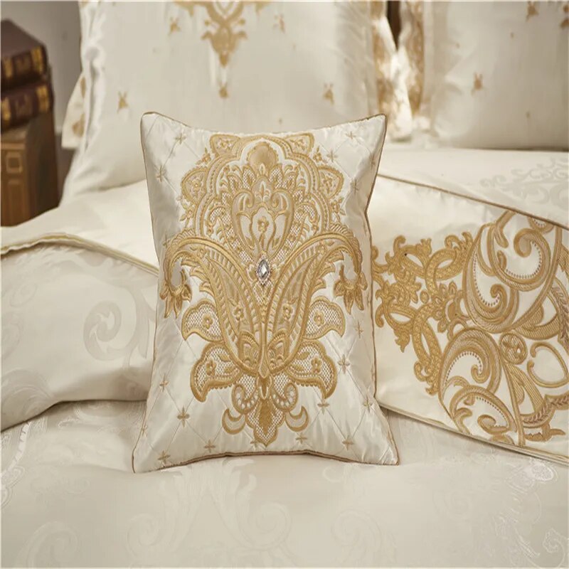 Luxury Wedding Bedding set 4/6/10Pc US Queen King size Bed sheet Bed spread Satin Cotton Duvet coverset Pillowcase juego de cama