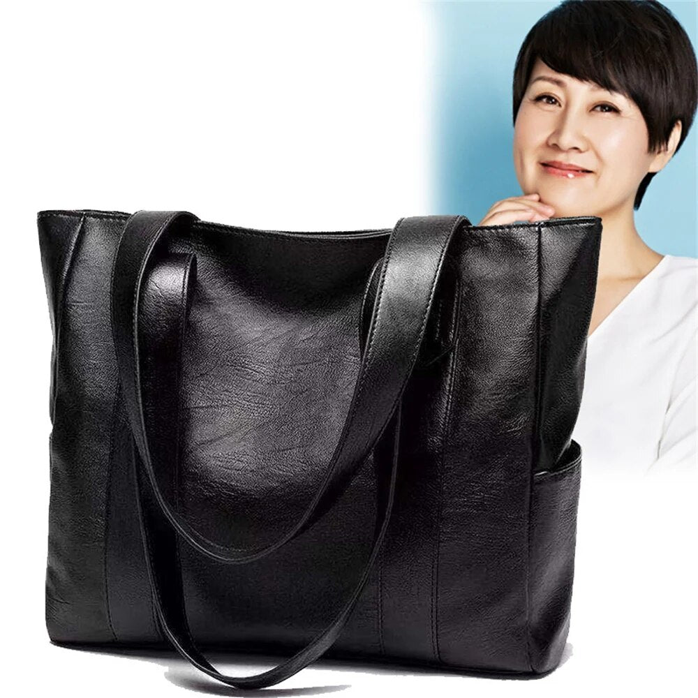 Big Soft Leather Bag Female 2023 New Tide Korean Version Of Everything Simple Large Capacity Tote Single Shoulder Handbag