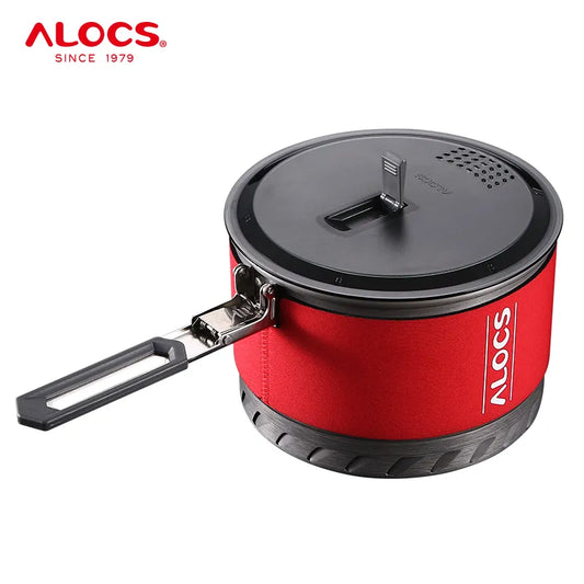 Alocs CW-S10 CWS1 Outdoor Heat Exchange Camping Cooking Pot Cookware Folding Handle For Hiking Backpacking Picnic BBQ